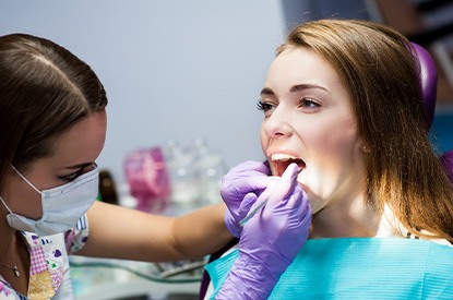 Patient in Haslet getting a dental cleaning.