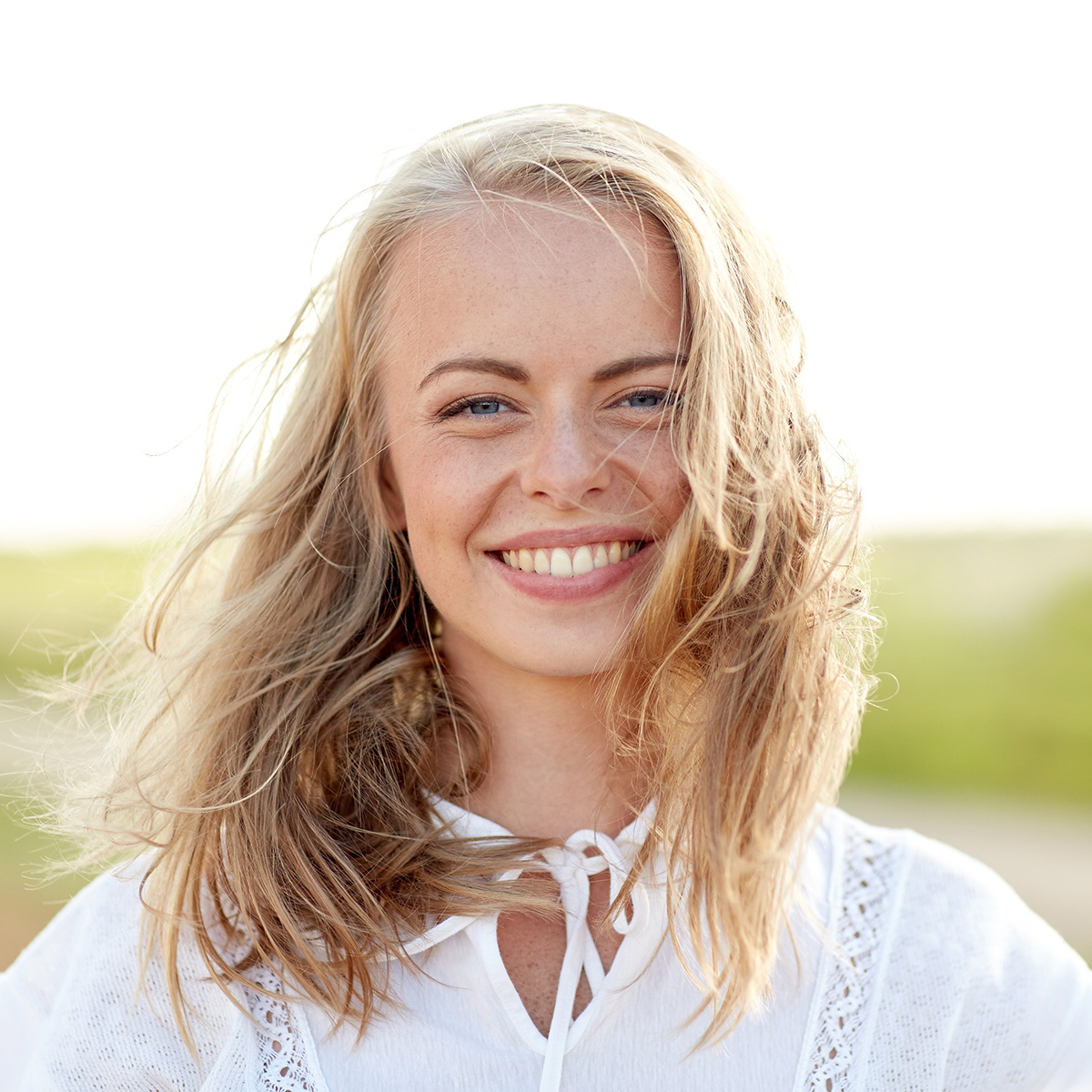 Blonde woman smiling